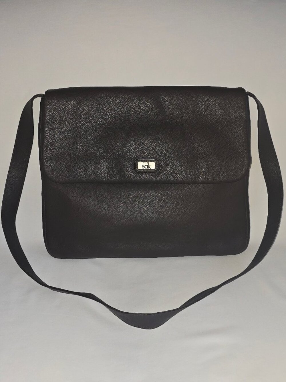 The Sak Dark Brown Leather Triple Compartment Messenger Bag